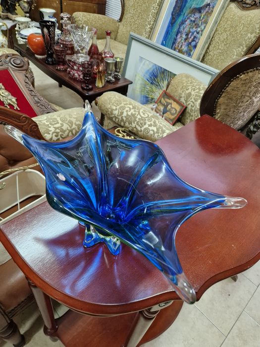 Превъзходна антикварна  кристална купа фруктиера Бохемия