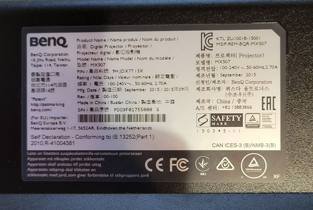 Videoproiector BenQ MX507 + cablu alimentare