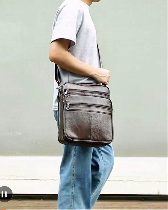 Мъжки големи и практични работни бизнес чанти /Черна и кафява ест.кожа