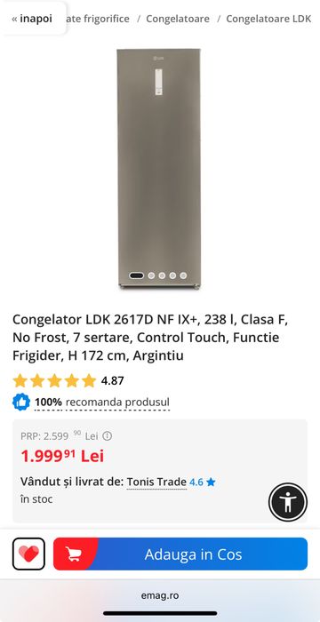 Congelator/Frigider vertical LDK