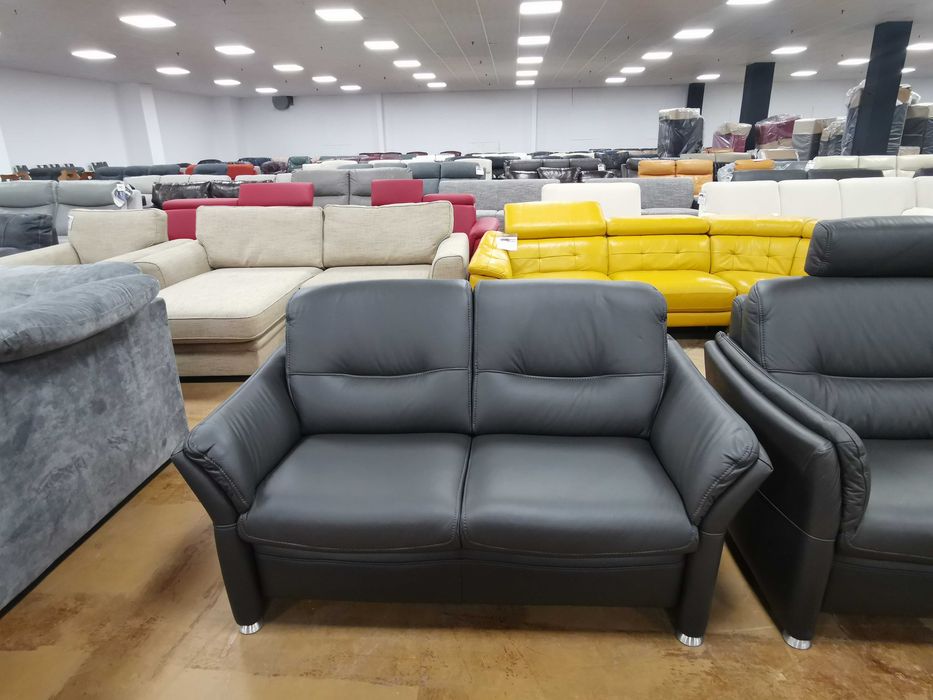 ПРОМОЦИЯ!!! Тъмно сиви кожени дивани тройка и двойка "SF1520 HUKLA"