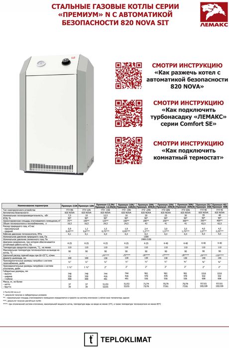 ЛЕМАКС Премиум 16-40 kW котел напольный газовый энергонезависимый