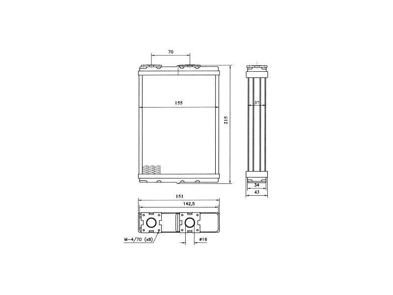 Radiator incalzire Mitsubishi Colt, Lancer 191995, Space Wagon 191997; Nissan Serena 192002, Terrano 2 192004, Terrano 202006, 171x140x32mm, Tipul