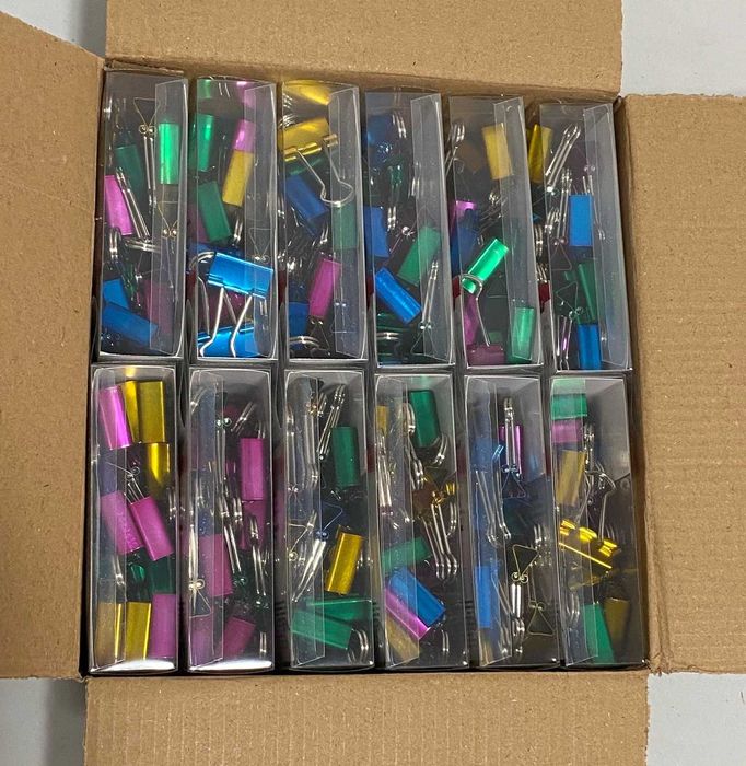 Clips Hartie 19 mm, 12 seturi x 25buc, 300buc, Color, cutie plastic