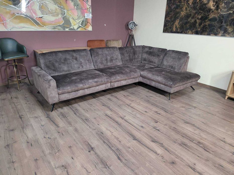 Кафяв ъглов диван от плат LS701521