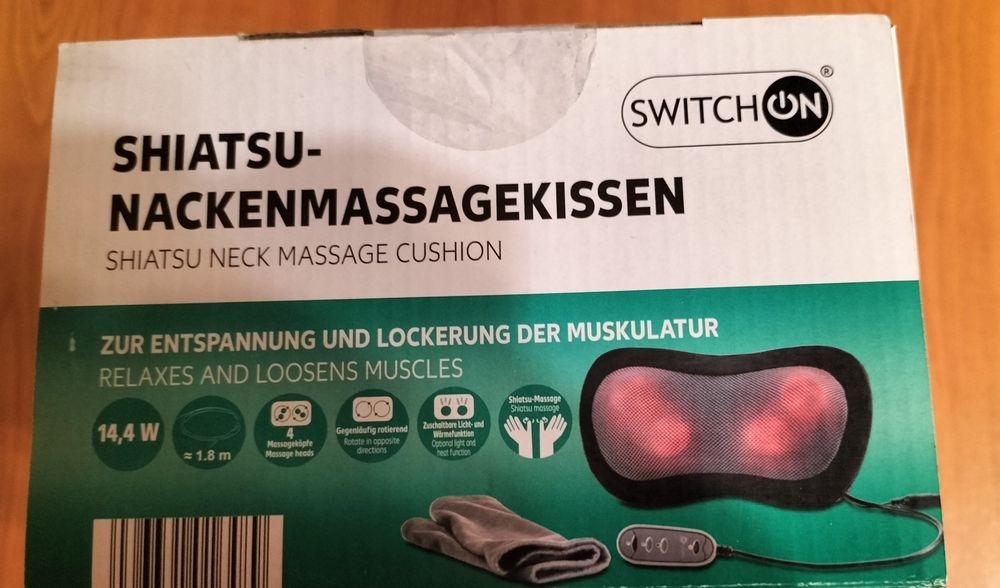 Pernă masaj Shiastru cu funcție de încălzire, pentru gât și picioare