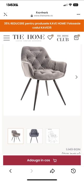 Set 4 scaune catifea ,The Home