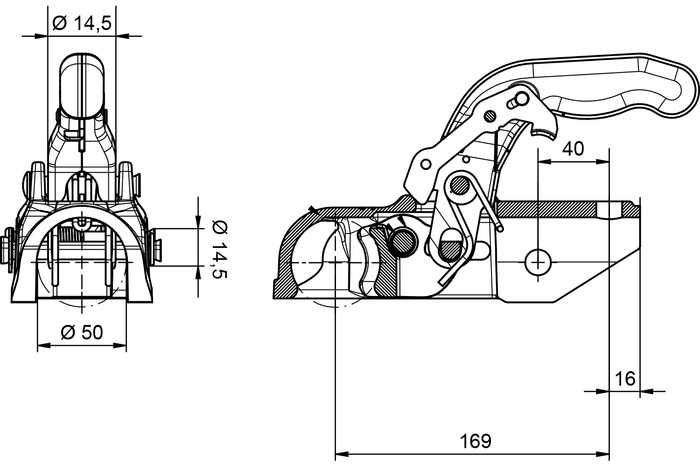 KNOTT лапа за теглич ремарке, платформа 2700кг Ф50мм