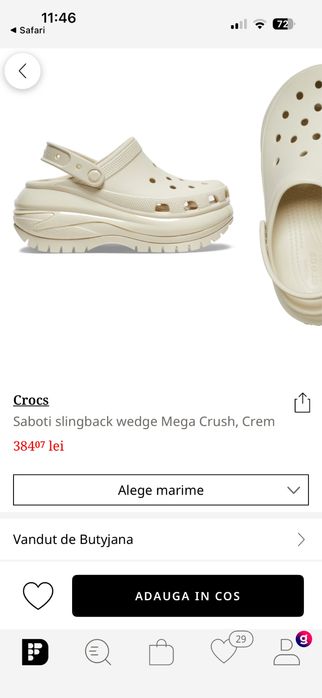 Crocs Saboti Mega Crush,Crem 37-38
