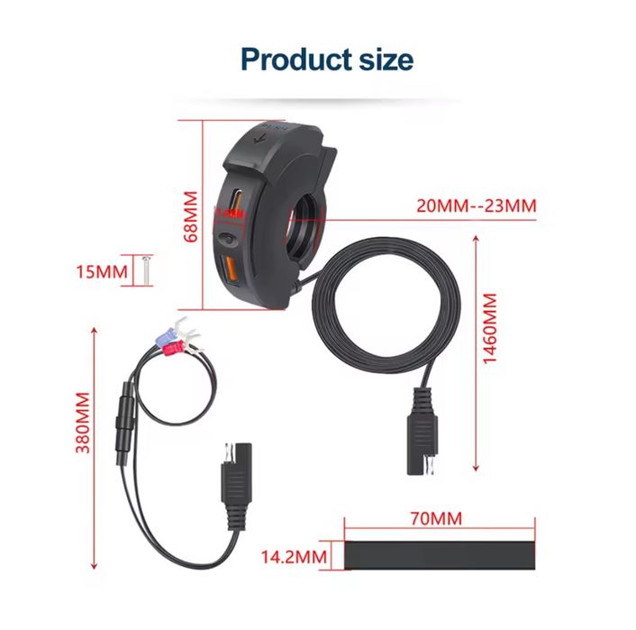 Încărcător USB Moto - PD30W+QC18W, IP65