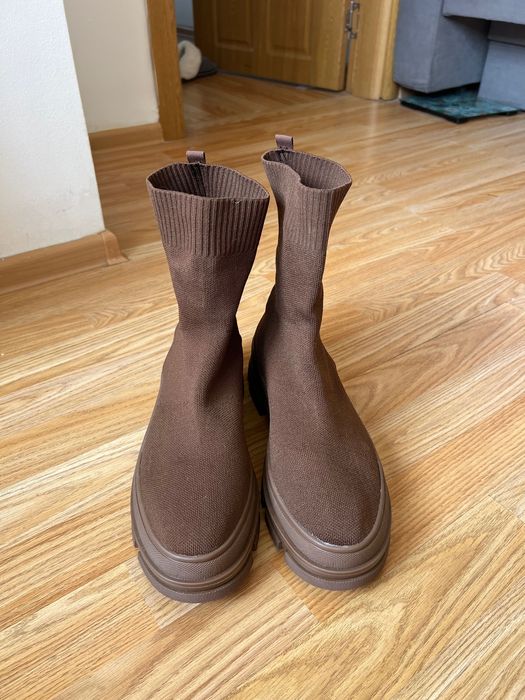 Нови кафяви боти тип „чорап“ Careless дамски страхотни обувки Размер 43 (стелка 27 см)
