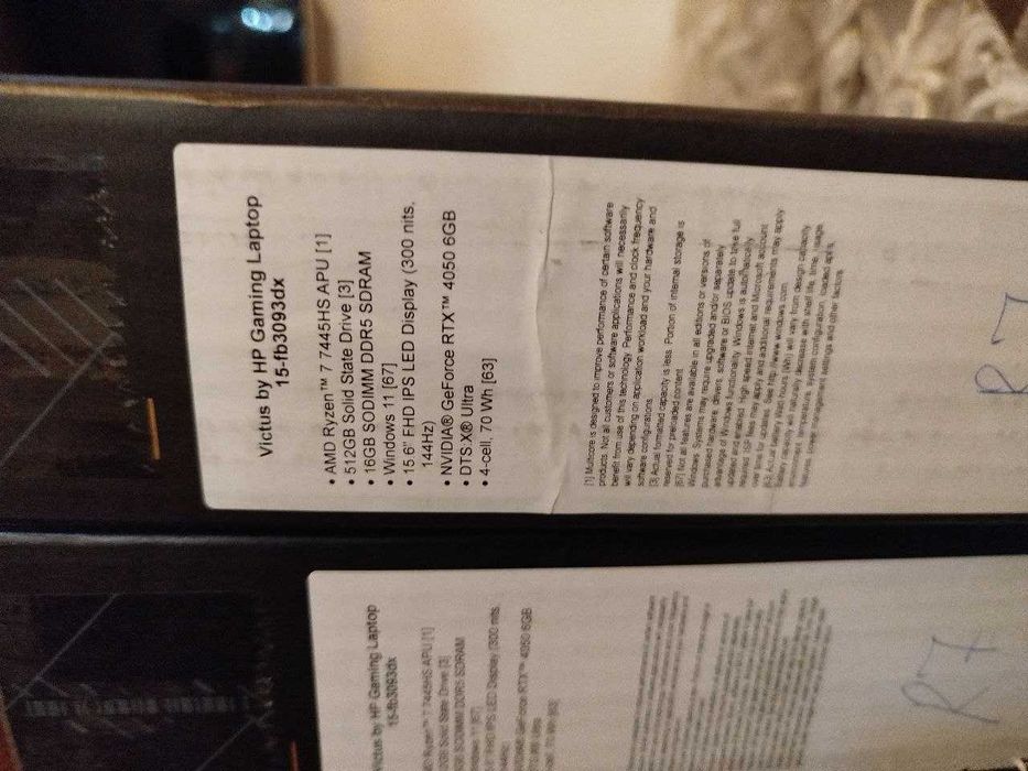 Ноутбук HP Victus AMDR7-7445HS DDR516GB/512GB/RTX40506GB/15,6" FHD IPS