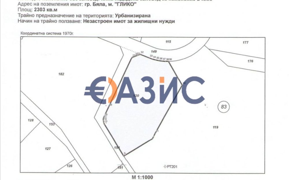 Парцел за застрояване в Бяла 2303кв. м., 300000 евро #25804023