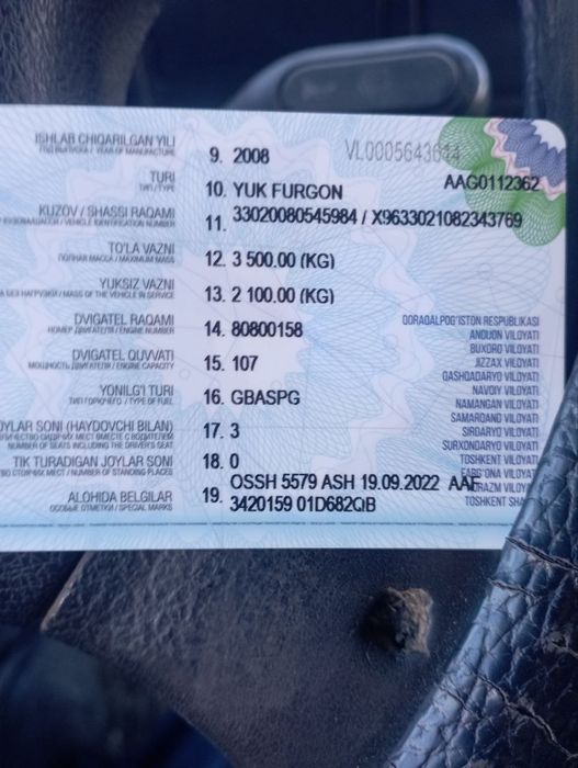 Газел юк фургон 2008-йил келишилади