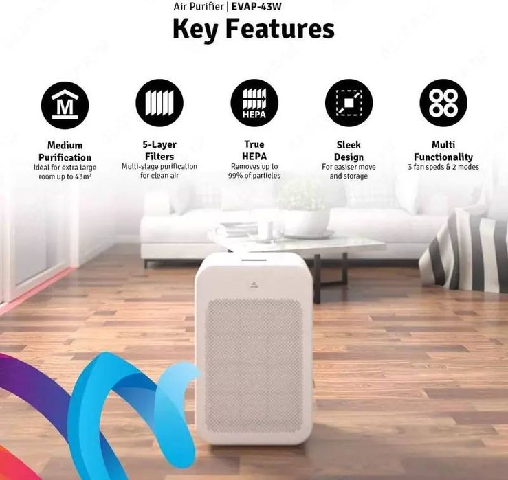 очиститель воздуха Evvoli EVAP-43W с бесплатной доставкой.24/7