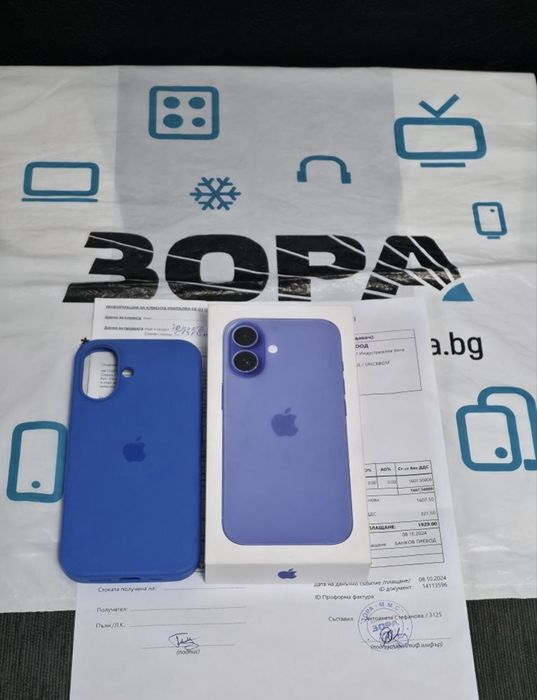 КАТО НОВ 128GB iPhone 16 Гаранция ЗОРА 2026г. Ultramarine | Син