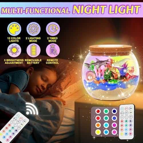 Нов детски океан терариум комплект с фигурки и 13 LED цвята за деца