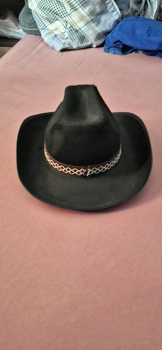 Pălărie Cowboy / Șerif Neagră Boland cu Stea Metalică