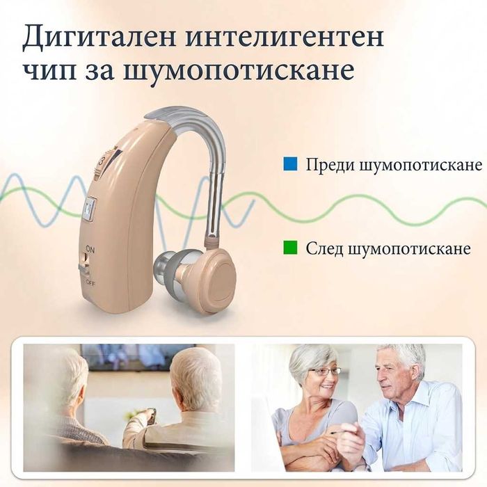 Слухов апарат универсален ляво и дясно презареждащ без паразитни шумове