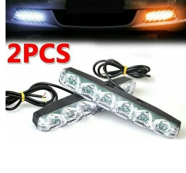 LED DRL дневни светлини с вграден бягащ мигач 12-24V