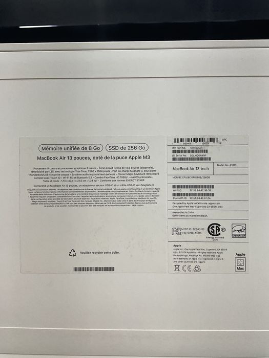 Yangi MacBook Air M3 13.6  dyum 2024  sotiladi narxi: 799$