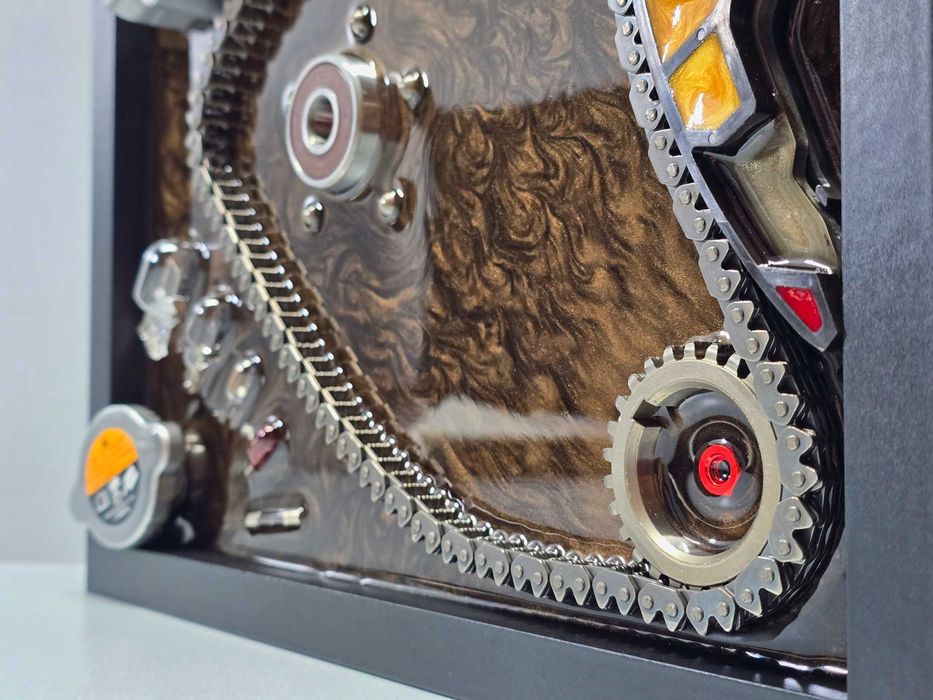 3D картина с части от двигател в епоксидна смола