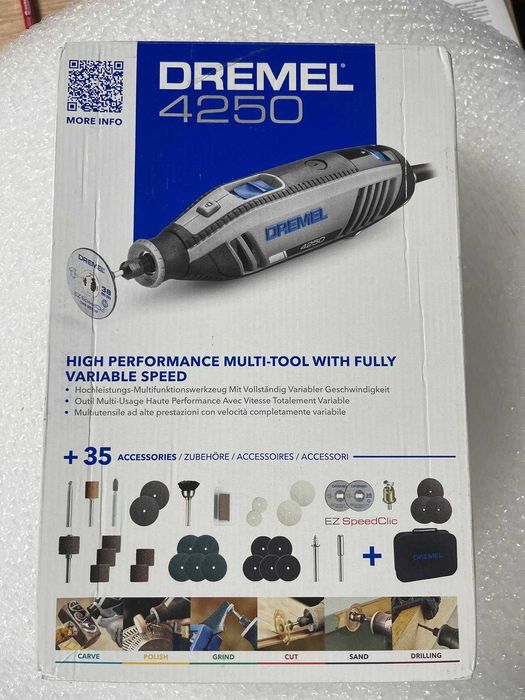 Unealtă rotativă multifuncțională Dremel 4250, 175 W, set cu 35 de accesorii, viteză variabilă între 5000 și 35000 rpm