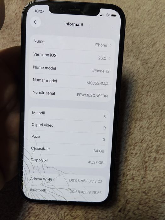 iPhone 12  spart și spate și față  face ID funcțional