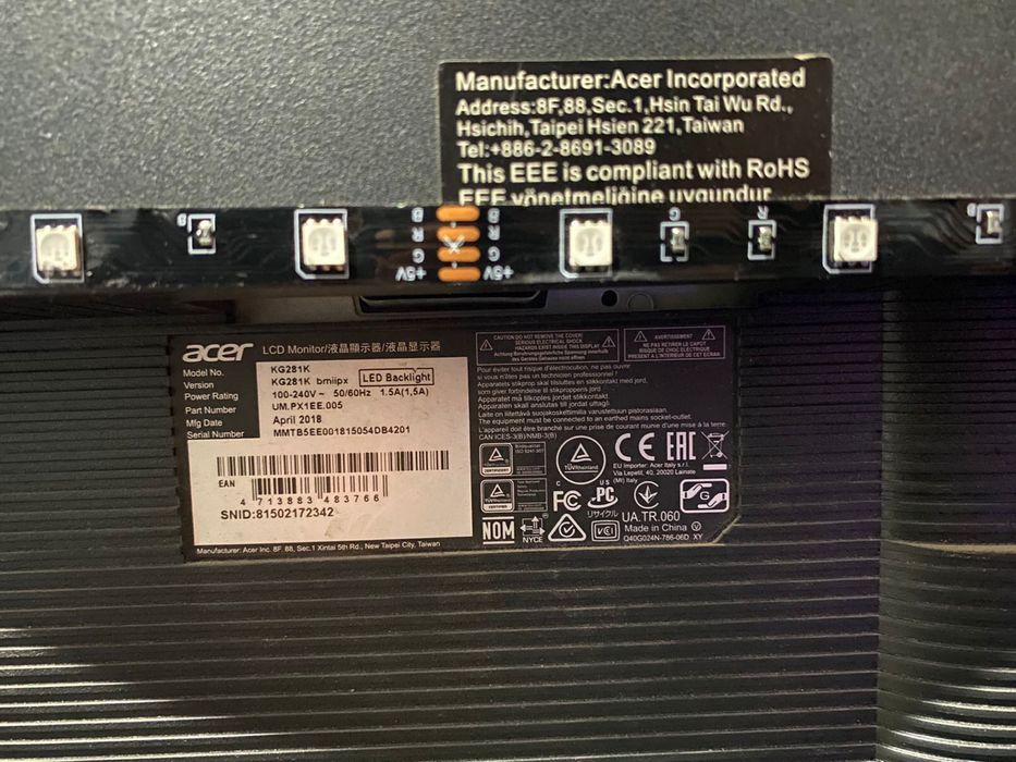 Монитор 28’ Acer 4K KG281K