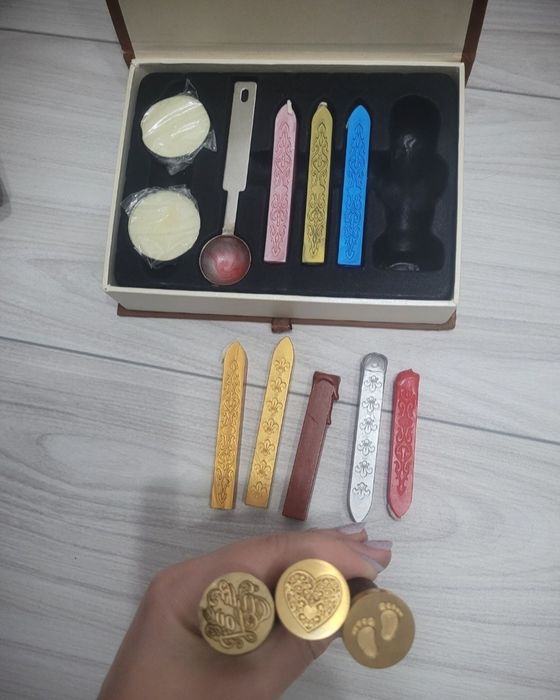 Set stampila sigiliu cu ceara si lumanari