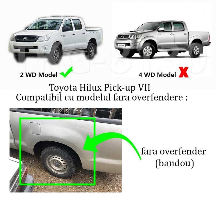 Apărători noroi pentru Toyota Hilux Pick-up 7 (04-15)-fara overfendere