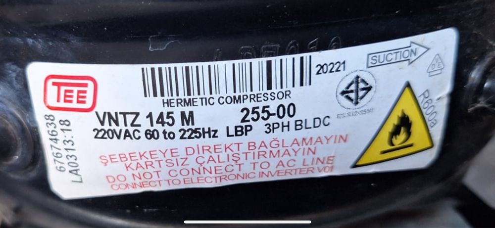 Motor compresor frigider inverter vntz145m beko side by side nou