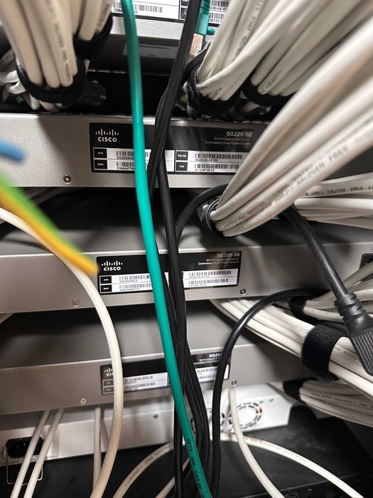 Професионален 42U 19" комуникационен шкаф Lande + 6 Cisco SG220-50