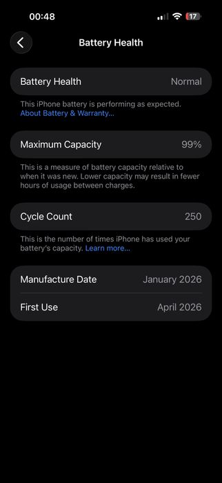 iPhone 17 pro max 256gb, 99% battery, esim