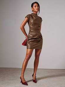 Rochie mini eleganta imitatie piele - NOU (cu eticheta)