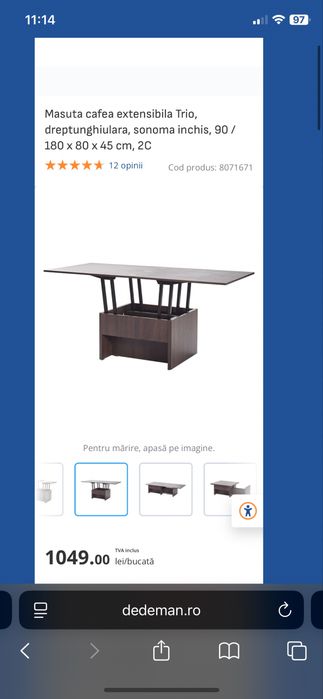 Masuta de cafea extensibila