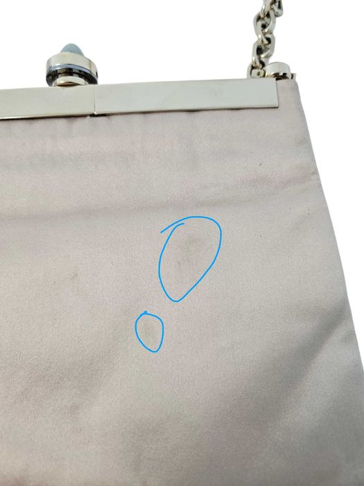 Clutch de seară Lanvin bej din mătase cu lanț și detaliu cu piatră