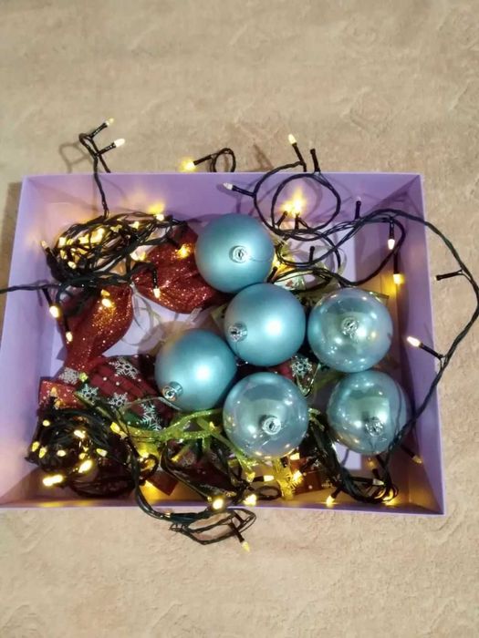 Ёлочные игрушки,шары,герлянда,украшения б/у,отличное
