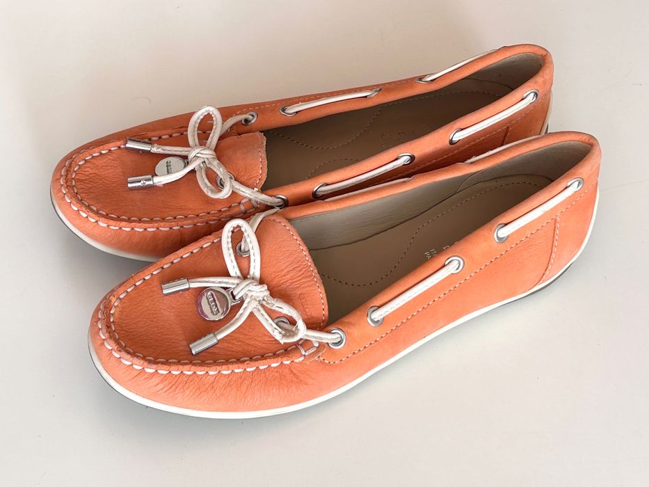 Geox respira елегантни кожени мокасини в разкошен цвят сьомга 36.5/37