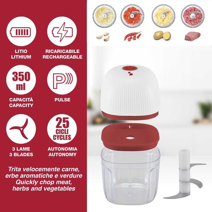BEPER Мини акумулаторна мелачка, 350мл,3 ножа, неръждаема стомана, USB