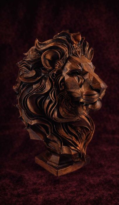 Statuetă Cap de Leu - Decor Birou / Living - Sculptură 3D Bronz