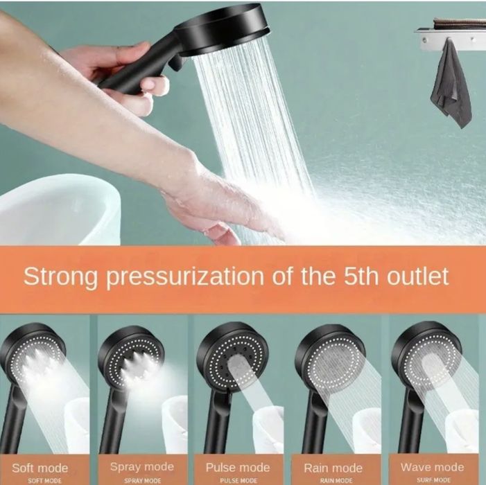 Високочестотна многофункционална душова глава с 5 режима