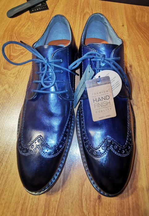 Pantofi Bugatti, noi, piele naturala, brogue, marimea 44