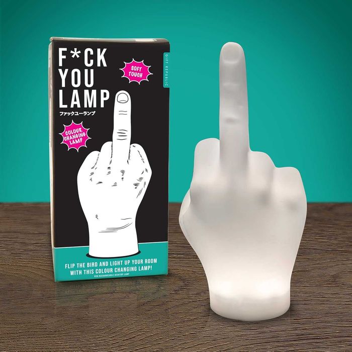 Lampă LED Gift Republic F* You Degetul Mijlociu - din Silicon – Lampă Decorativă Touch pentru Birou și Noptieră, Cadou Original Amuzant Prieteni