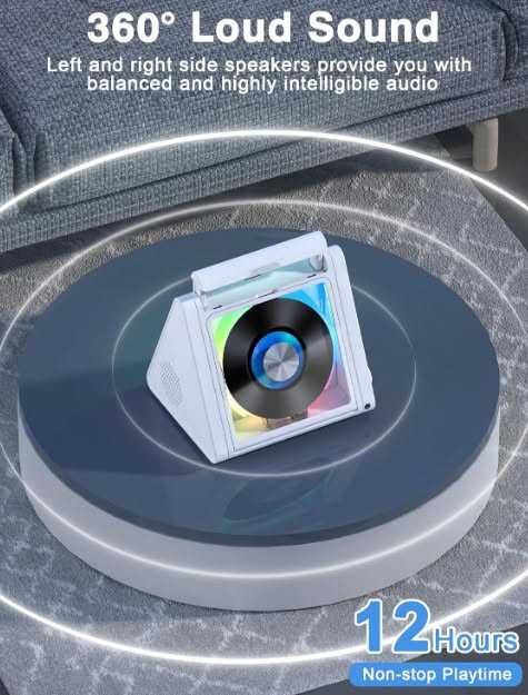 Преносим CD плейър Greadio CD02,  RGB светлини, 2 * 10W HIFI система, Bluetooth 5.3, 4000mAh батерия