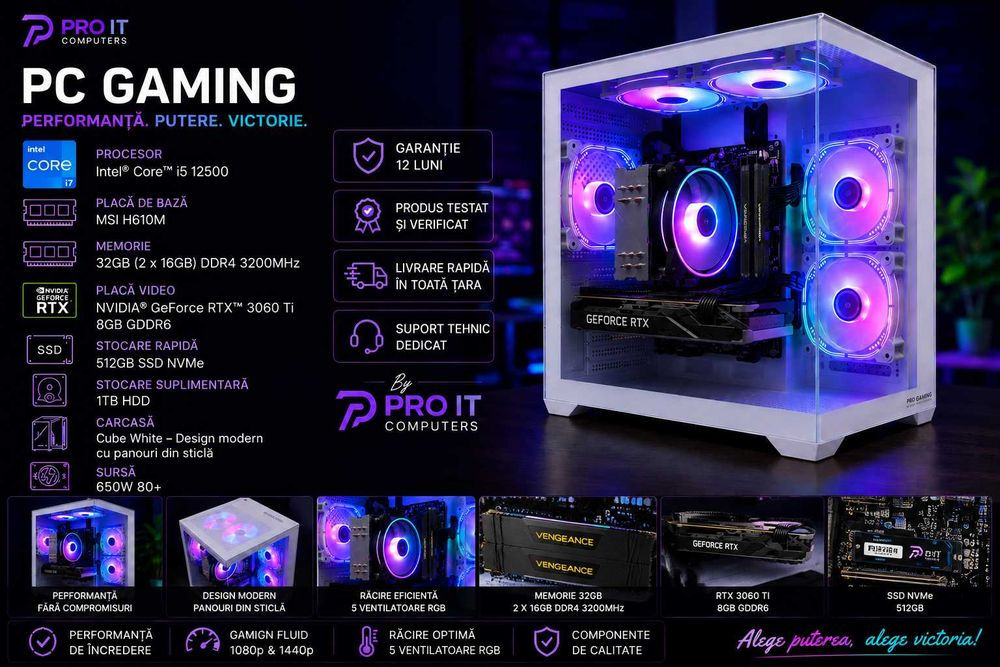 PC Gaming I5 12500, 32GB DDR4, RTX 3060TI 8GB DDR6, 512 Nvme