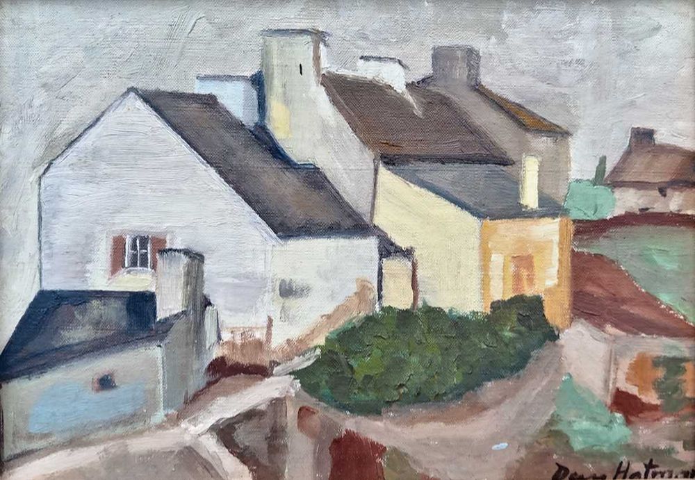 Tablou vechi - peisaj din Franta1 - semnat Dan Hatmanu