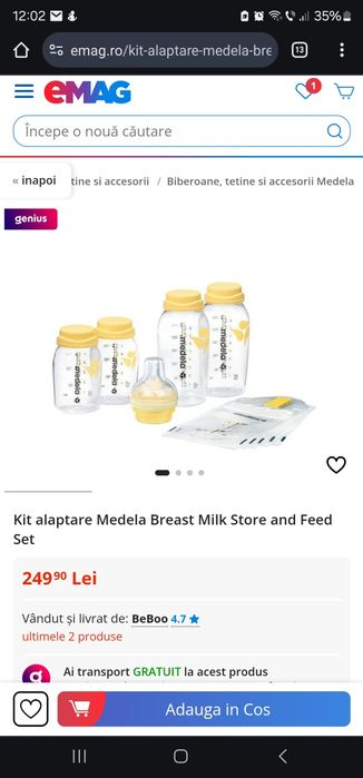 Set Medela pentru alăptare și pastrare lapte matern