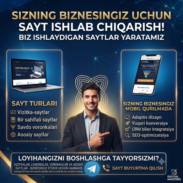 Telegram bot va veb-sayt ishlab chiqish | Разработка  тг ботов и сайты
