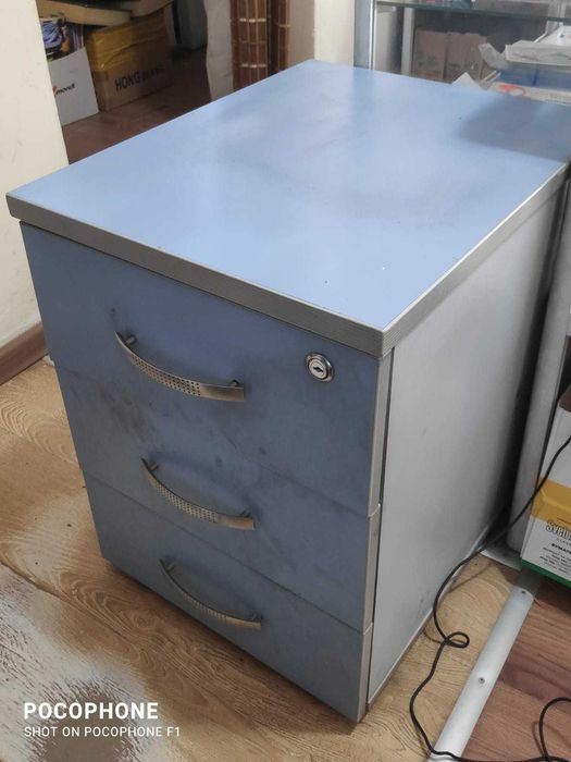 Тумба , прикроватная 3 ящика, голубой цвет